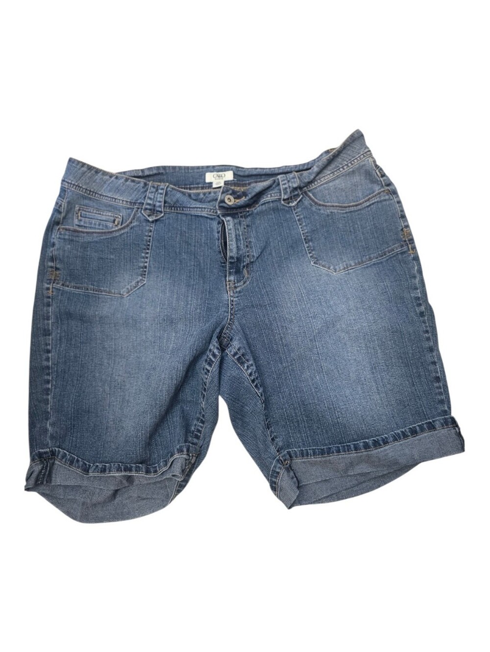 Cato Women's Rolled Hem Denim Bermuda Shorts - Blue Wash, Size 20W